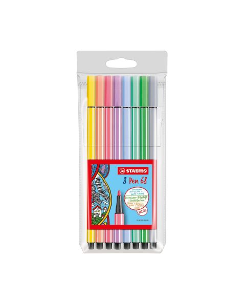STABILO® Pen 68 - Wallet of 8 Pastel Shades 68/8-01